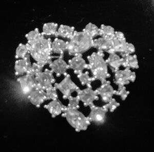 Rhinestone Heart Brooch